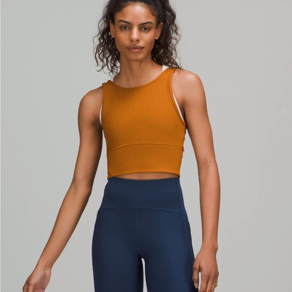 Lululemon Power Pivot Ribbed Tank Top Size 6 Brown